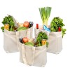 Organic Cotton Tote Bag Grocery Bags with Multi Pockets