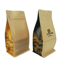 Resealable Kraft Paper Bags Coffee Zipper Bags Flat Bottom Tea Packaging with valve