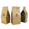 Resealable Kraft Paper Bags Coffee Zipper Bags Flat Bottom Tea Packaging with valve