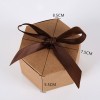 Kraft Paper Gift Box Ribbon Closure Hexagon Box