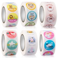 Kids DIY Gift THANK YOU Cartoon Paper Sticker Roll Stickers