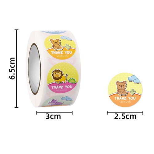 Kids DIY Gift THANK YOU Cartoon Paper Sticker Roll Stickers