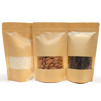 Eco friendly Stand Up Zipper Resealable Biodegradable Kraft Paper Bag