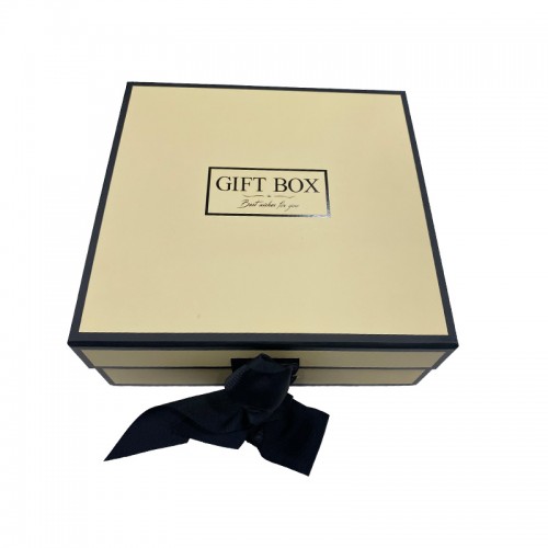 Luxury Cardboard Magnetic Foldable Gift Box With Ribbon Closure