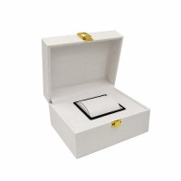 Custom Gift Packaging PU Leather Hinged Display Wooden Watch Box