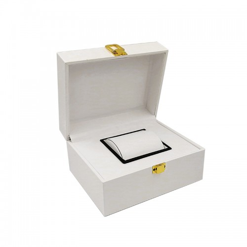 Custom Gift Packaging PU Leather Hinged Display Wooden Watch Box