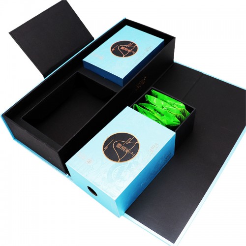 High-end Rigid Gift Box Magnetic Closure Black Tea Packaging Box