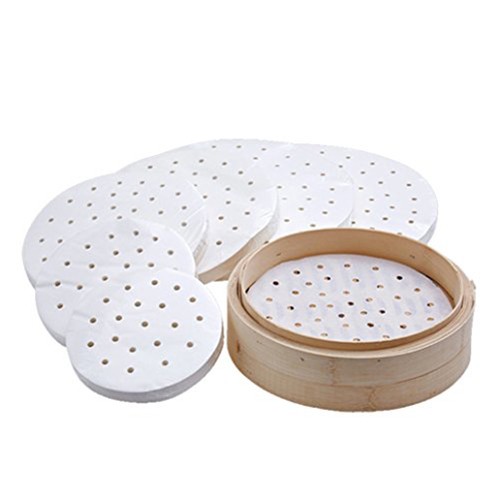 Bamboo Steamer Dim Sum Round Paper Non Stick Under Steam Mat Kitchen Restaurant Use