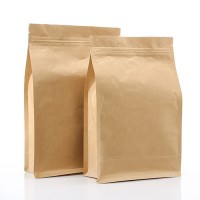 Flat Bottom Brown Kraft Kraft Paper Bag with Zipper