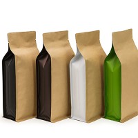 Flat Bottom Kraft Paper Coffee Bean Bag with Valve