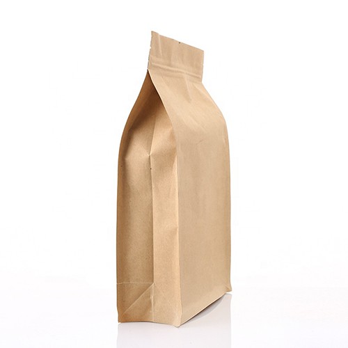 Flat Bottom Brown Kraft Kraft Paper Bag with Zipper