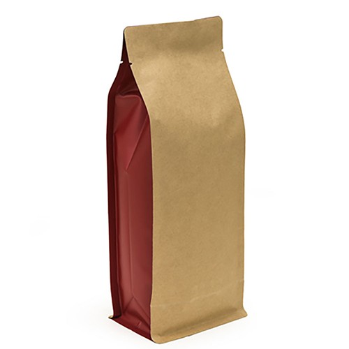 Flat Bottom Kraft Paper Coffee Bean Bag with Valve