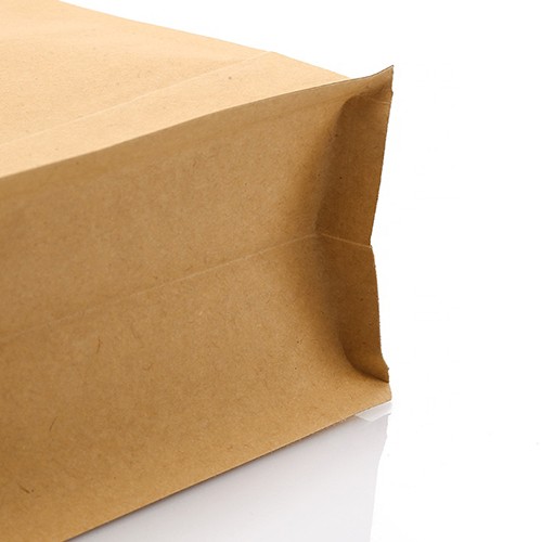 Flat Bottom Brown Kraft Kraft Paper Bag with Zipper