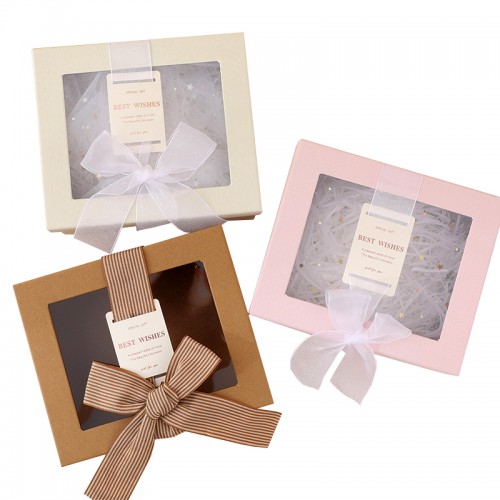 Lid and Base Ribbon Bowknot Gift Box with Window