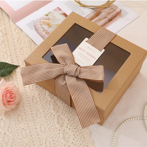 Lid and Base Ribbon Bowknot Gift Box with Window