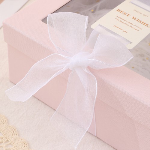 Lid and Base Ribbon Bowknot Gift Box with Window