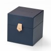 Private Brand Dark Blue PU Leather Watch Box with Snap Button Closure