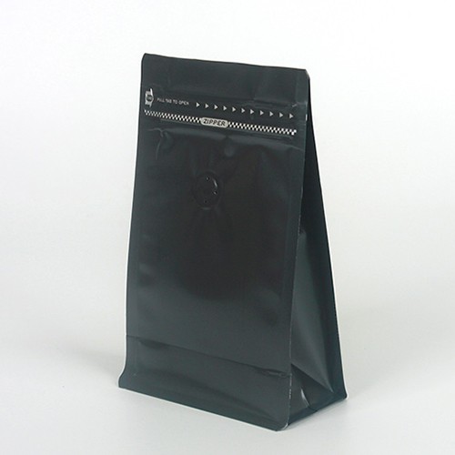 Coffee Bean Bag with Valve Flat Bottom Aluminum Foil Lining Food Bag