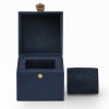 Private Brand Dark Blue PU Leather Watch Box with Snap Button Closure