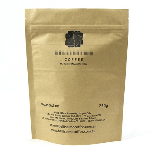 PLA 100% Biodegradable Stand Up Zip Lock Kraft Paper Tea Pouch