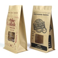 Side Gusset Flat Bottom Kraft Paper Bag with Window