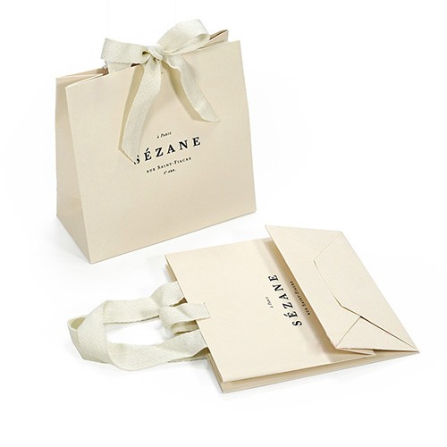 Luxury Beige Paper Bag Tote Bag with Flat Cotton Handle