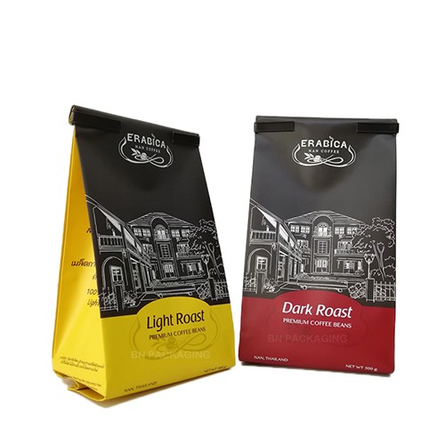 Custom Printed Side Gusset Flat Bottom Tin Tie Coffee Bag with Valve