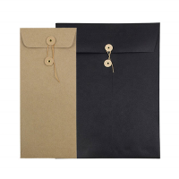 Fancy Kraft Paper Packaging A4 Size Envelope file Folder Bag with Button and String Closure