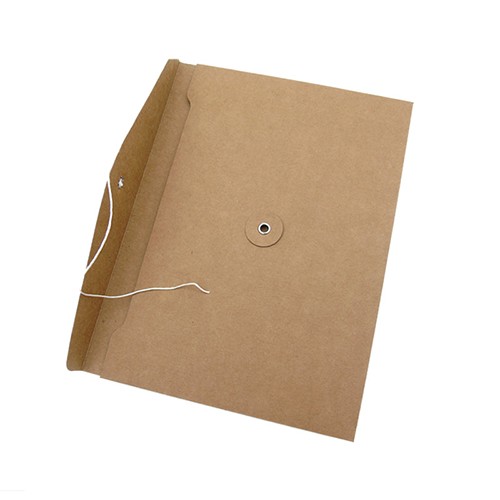 Fancy Kraft Paper Packaging A4 Size Envelope file Folder Bag with Button and String Closure