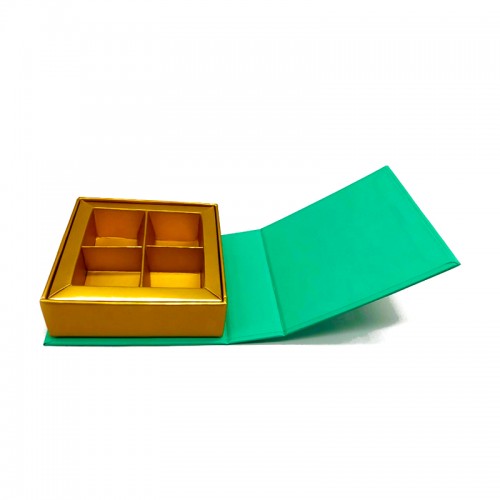 Magnetic Cardboard 4 Piece Chocolate Gift Box with Paper Divider