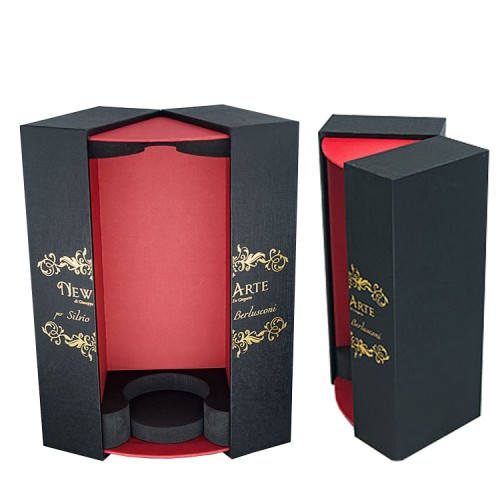 Custom Printing Cardboard Clamshell Single Glass Bottle Gift Packaging Wine Box