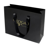 Luxury Black Paper Bag with Ribbon Handle