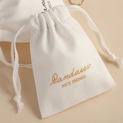 Customized Promotion Cotton Canvas Drawstring Small Pouch Bag
