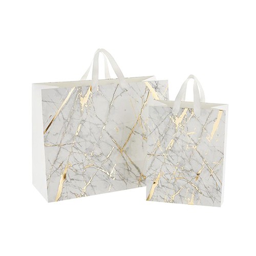 Marble Pattern White Shopping Paper Bag with handle