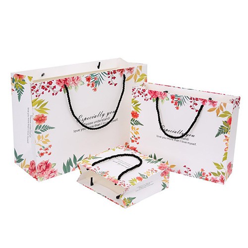 Floral Printing Fancy Paper Bag with Handle