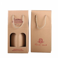 Custom Logo Portable Bottle Wine Corrugated Cardboard Packaging Boxes with Handle