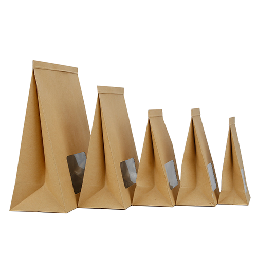 Flat Bottom Food Brown Kraft Paper Pouch Coffee Tea Packaging Bag with Tin Tie