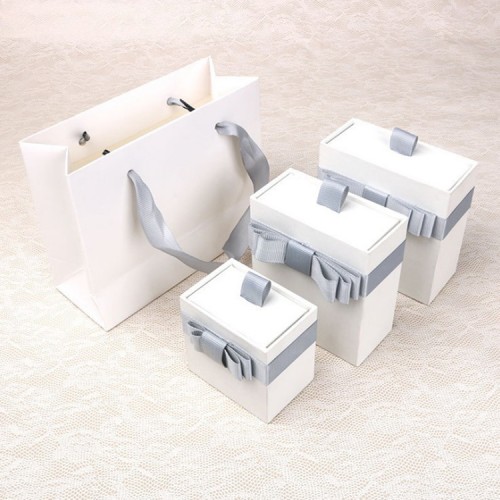 White Bowknot Jewelry Gift Box Drawer Box Slide Out Jewelry Packaging Box