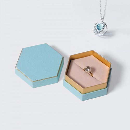 Fancy Hexagon Shaped Jewelry Boxe Paper Cardboard  Pendant Ring Necklace Bracelet Packaging Box