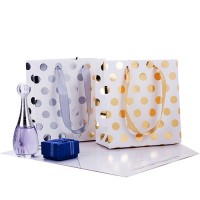 Gold Foil Gift Paper Bag Cosmetic Shopping Bag with Handle