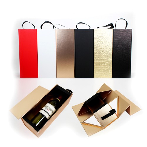 Foldable Wine Gift Boxes Bottle Gift Boxes for Champagne Collapsible Gift Boxes Single Wine Box