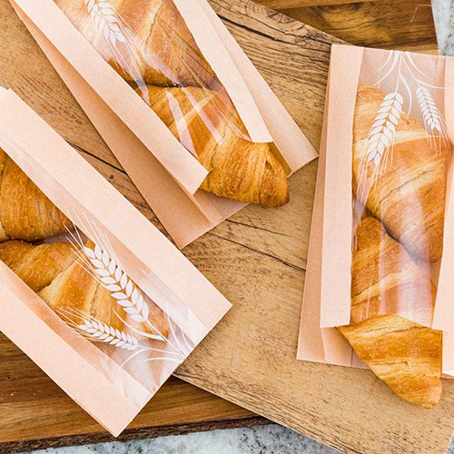 Greaseproof Baguette Paper Bags Clear Window Brown Paper Bakery Bread Bags