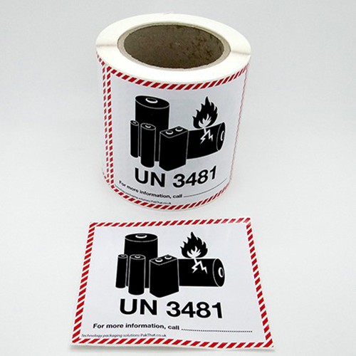 UN 3481 Lithium Ion Battery Labels  Self-Adhesive Shipping Labels