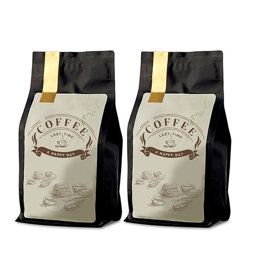 Flat Bottom Aluminium Foil Coffee Bean Bag  Resealable Pouch